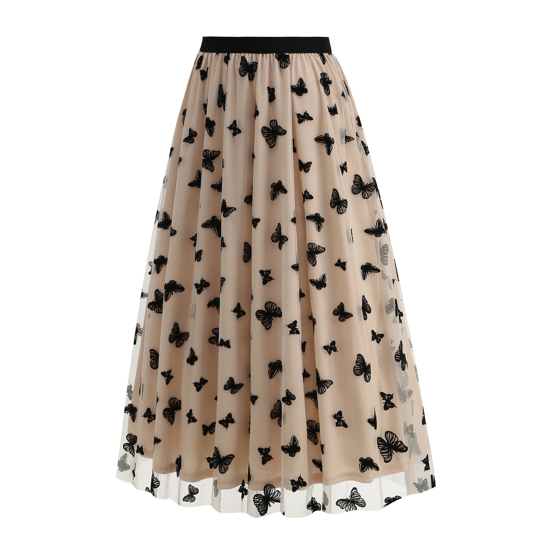 Fashion High Waist Mesh Big Hem Skirt Women