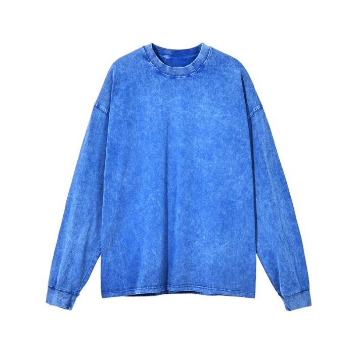 American Retro Double Yarn Cotton Worn Looking Washed-out T-shirt Top - G-daat