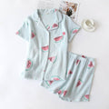 Summer Cotton Crepe Pajamas Short-sleeved Shorts Small Fresh Can Be Worn Outside Ladies' Homewear - G-daat