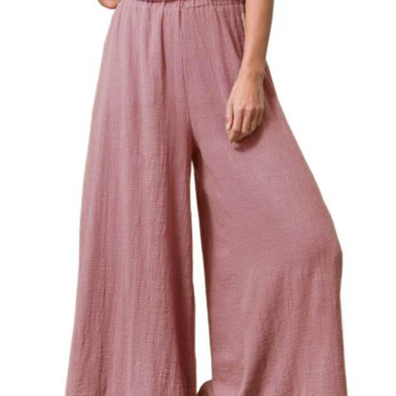 Women's Cotton And Linen Loose Wide-leg Pants Oversized Casual Trousers - G-daat
