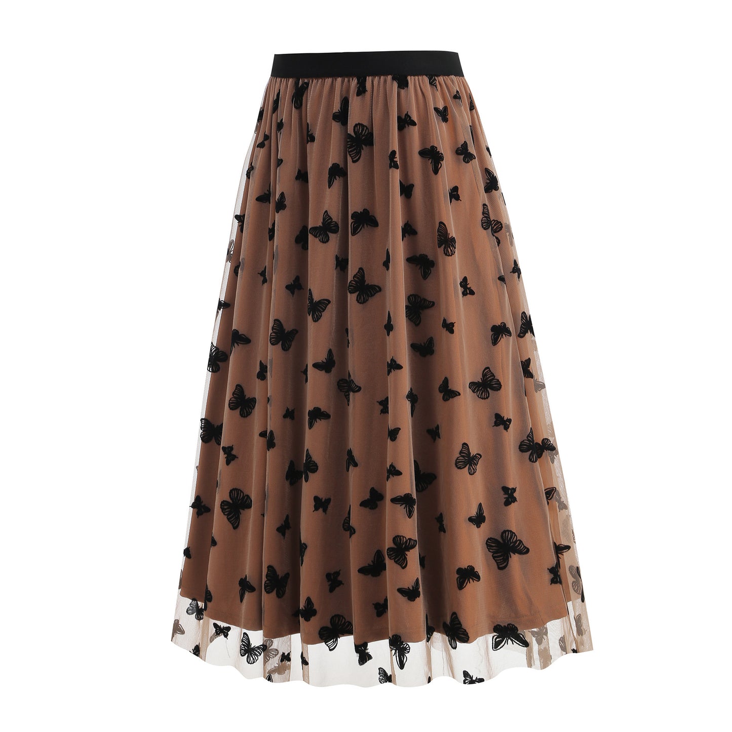 Fashion High Waist Mesh Big Hem Skirt Women