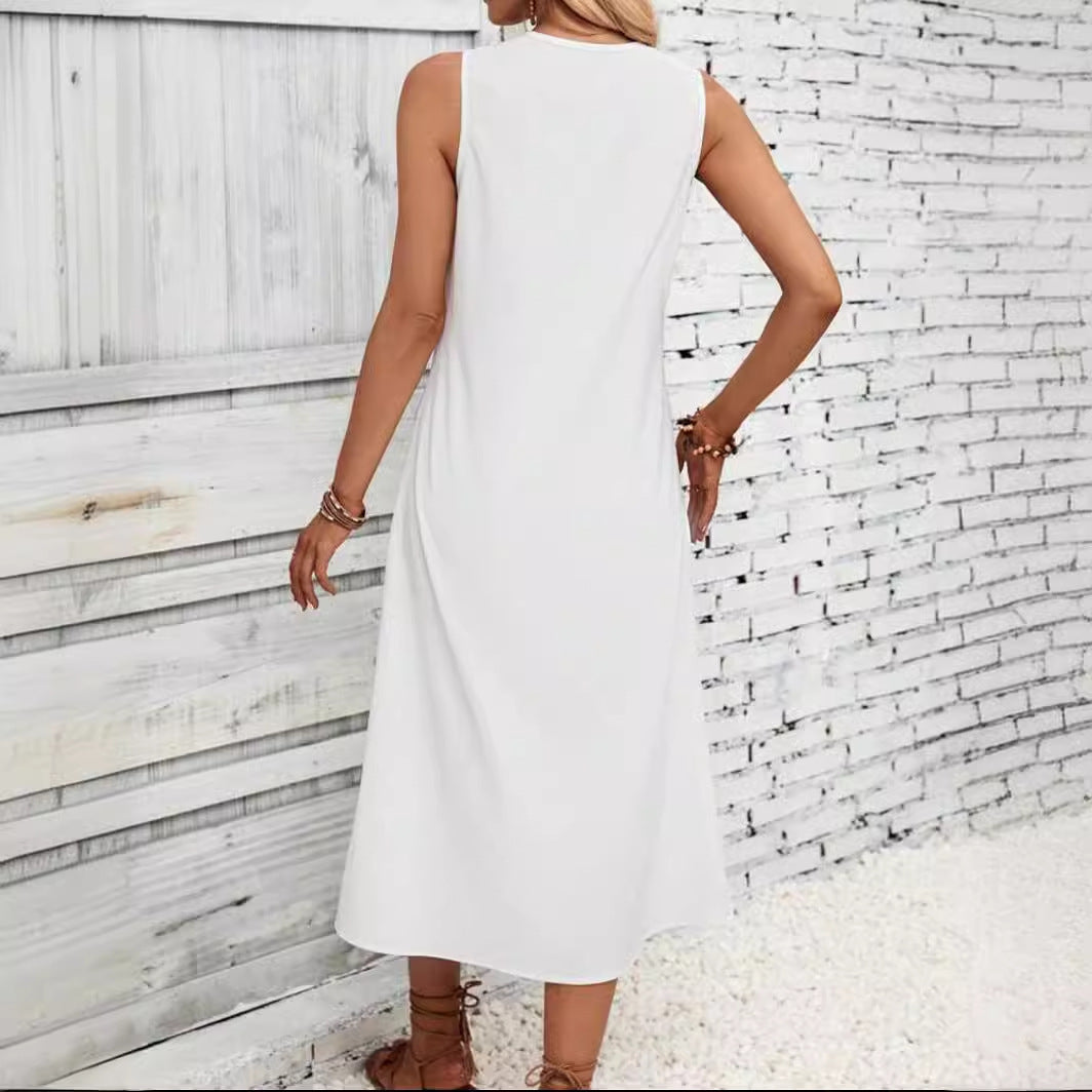 Women's Sleeveless Lace Long Patchwork Dress