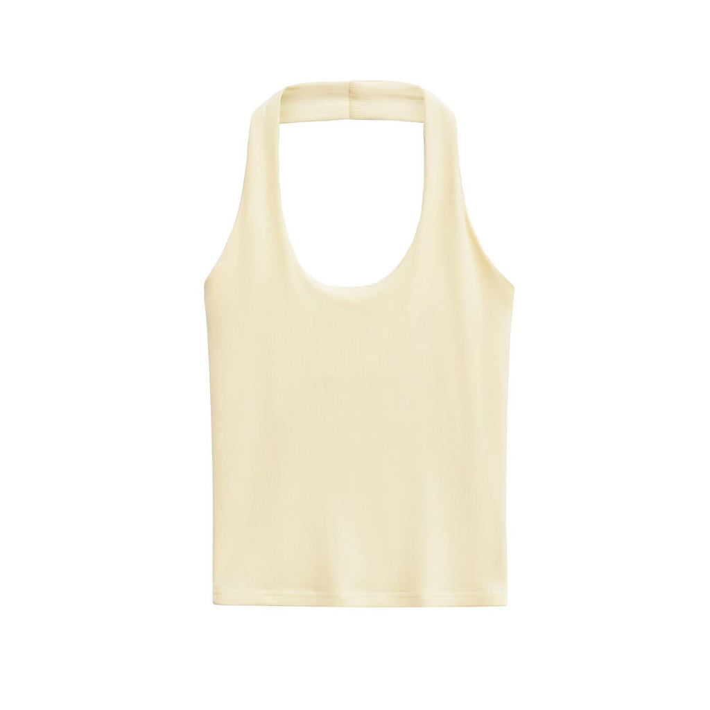 Fashion Hanging Collar Slim Fit Backless All-matching Top