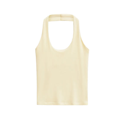 Fashion Hanging Collar Slim Fit Backless All-matching Top